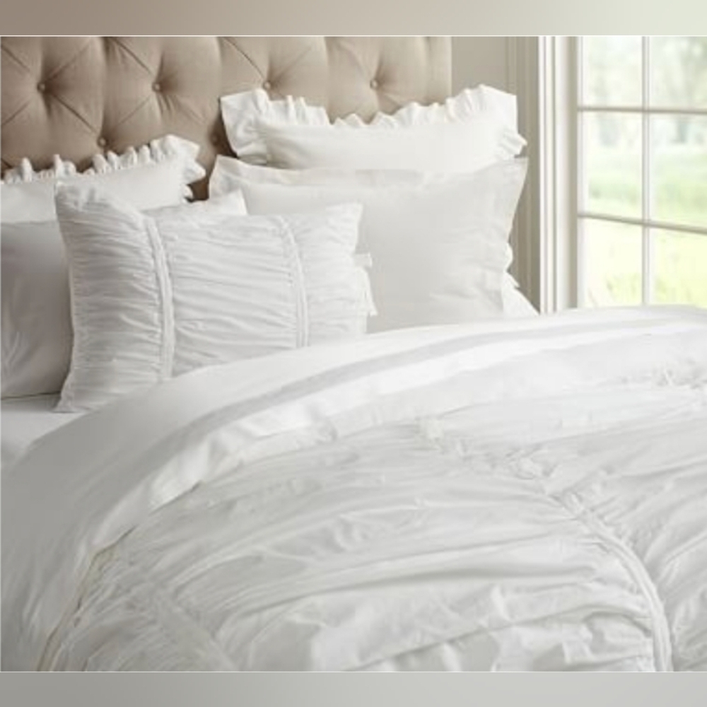 Pottery Barn Hadley ruched shams white